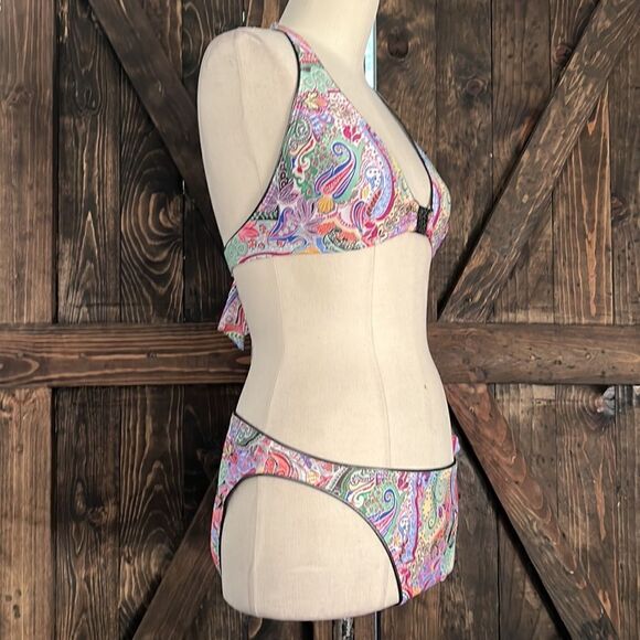 abs allen schwartz paisley halter bikini Set  Sz- Large - Picture 5 of 11